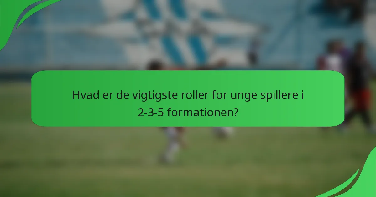 Hvad er de vigtigste roller for unge spillere i 2-3-5 formationen?